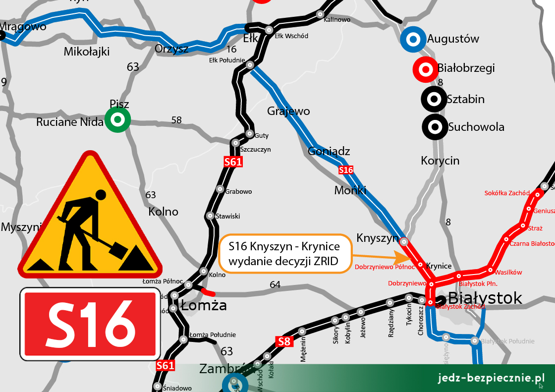 Wydanie Zezwolenia na realizację inwestycji drogowej S16 Knyszyn - Krynice, woj. podlaskie | Jedź Bezpiecznie